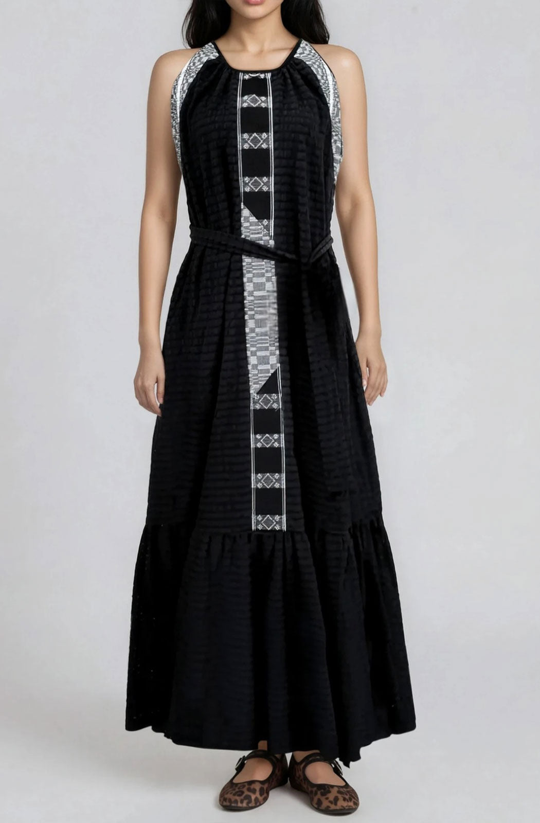 Haltered Maxi Dress With Sash