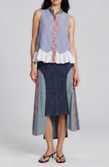 Long Back Two Tone Midi Skirt