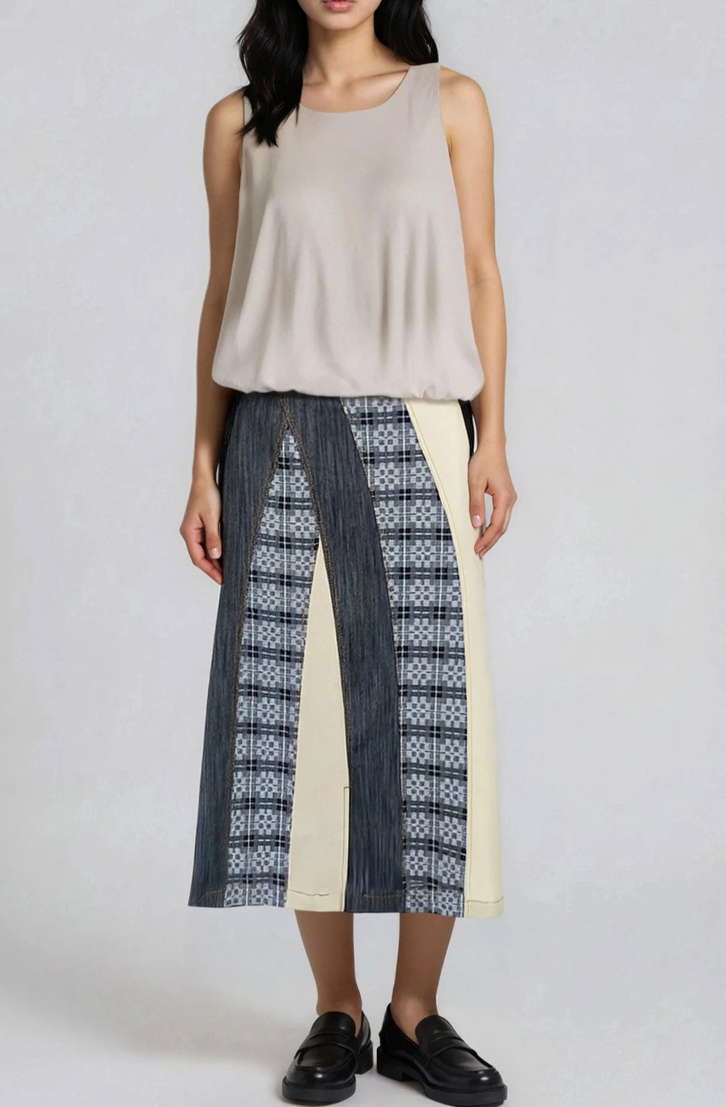 Two Tone Slim Midi Skirt