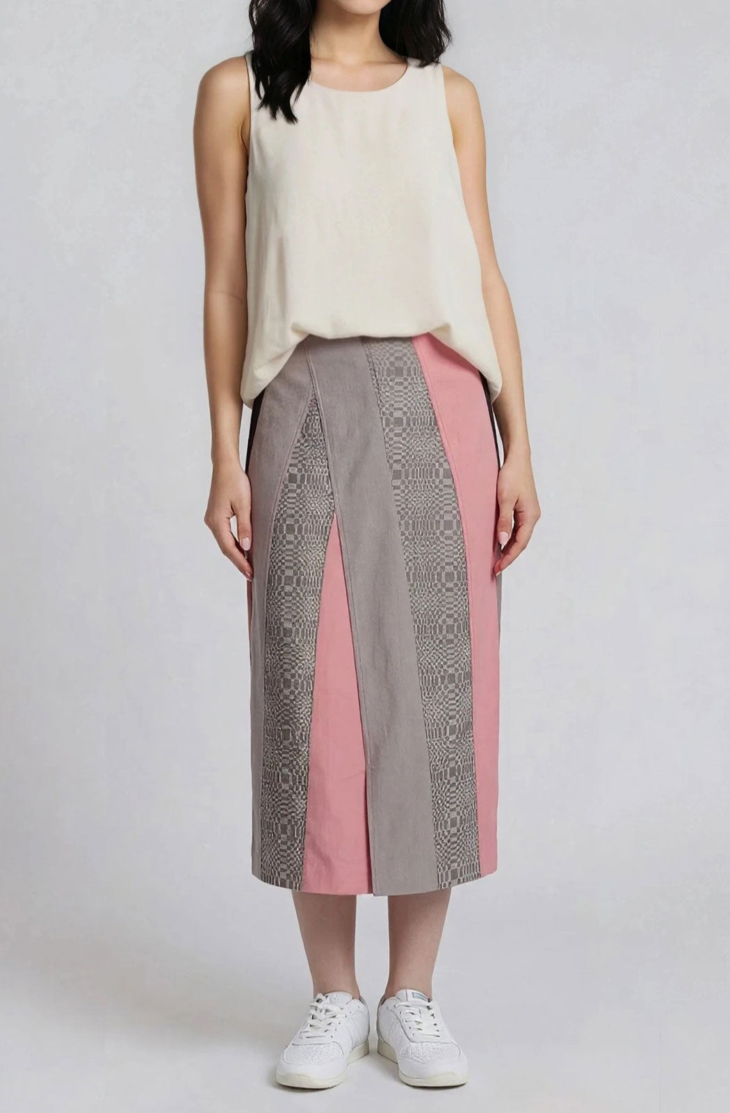 Two Tone Slim Midi Skirt
