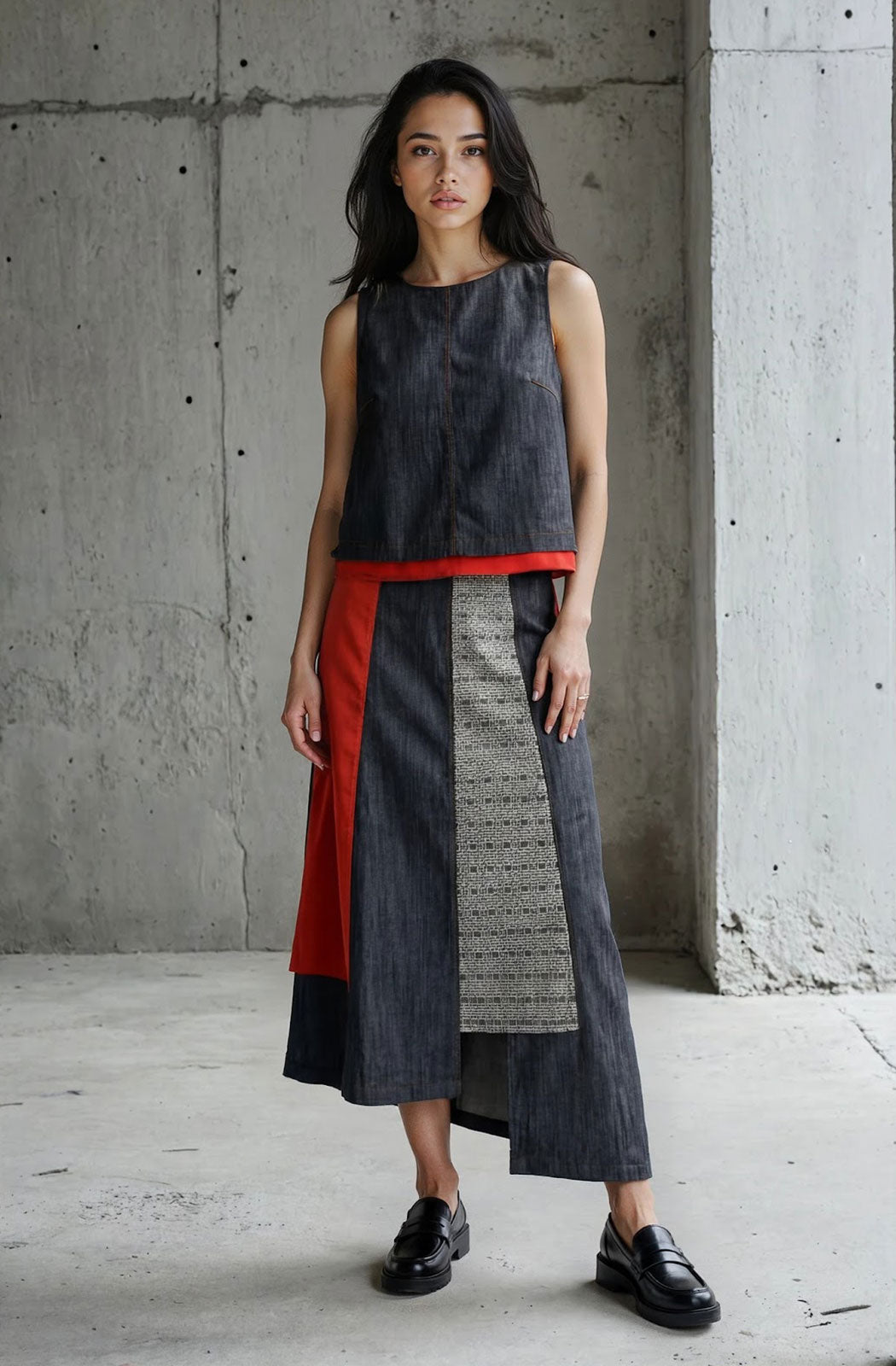 Two Tone Asymmetric Skirt